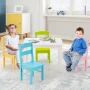 Costway 5 Piece Kids Wood Table Chair Set Activity Toddler Playroom Furniture Colorful - Image 5