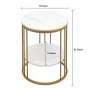 2-Tier White Marble Side Table Round Coffee Table Nightstand Jewellery Storage - Image 5