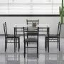 Gymax 5 Piece Dining Set Glass Top Table & 4 Upholstered Chairs Kitchen Room Furniture - Image 1