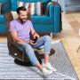 Foldable 360-Degree Swivel Gaming Floor Chair with Adjustable Backrest - Brown - Image 5