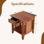 Rattan Nightstand End Table with Drawer and Storage Shelf - Image 4