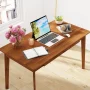 Caidence 2-Drawer Writing Desk with Solid Wood Legs, White / Burlywood, 29.53" H x 39.4" W x 21.7" D - Image 5