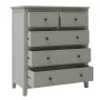 Solid Wood Chest, Gray Chest with 5 Storage Drawers End Table Stylish Functional Bedside Table with Wooden Legs Simple Accent Storage Cabinet for Living Room Bedroom Easy Assembly - Image 3