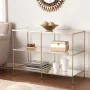 SEI Furniture Knox Glass Top Console Table in Gold - Image 6
