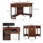 48 in.Mission Oak Corner Computer Writing Desk with Drop Front Keyboard Drawer - Image 3