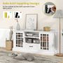 White TV Stand for TVs up to 70 with Glass Doors Cubbies and Drawer - Image 5