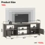 Bestier 70" Farmhouse TV Stand for TVs up to 80" with LED Lights, Entertainment Center with Cabinet & Open Shelves in Wash Grey - Image 5