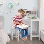Kids Wooden Corner Desk and Chair Set with Hutch and Storage - Image 2