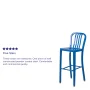 Flash Furniture Gael Commercial Grade 30" High Blue Metal Indoor-Outdoor Barstool with Vertical Slat Back - Image 4