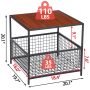 20 Inch Black Frame Side Table with Storage Basket End Table Red Mahogany - Image 2