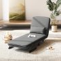 Gray 3-in-1 Convertible Sofa Bed with 5-Position Adjustable Backrest and Lumbar Pillow - Image 2