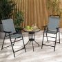 Blue Patio Folding Bar Stool Set of 2 with Metal Frame and Footrest - Image 2