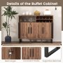 Home Wine Bar Cabinet with 3 Doors and Adjustable Shelves - Image 5