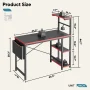Bestier Computer Gaming PC Desk 44 inch Gamer Table with LED Lights, Reversible 4 Tier Storage Shelves Carbon Fiber - Image 6