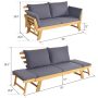 Adjustable Patio Convertible Sofa with Thick Cushion - Gray - Image 4