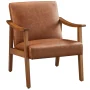 Alden Design Mid-Century Modern Accent Chair with Wooden Frame, Ivory Boucle Fabric - Image 1