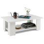 Large 41 Inch 2-tier Wooden Modern Coffee Table with Storage Shelf - White - Image 3