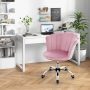 Adjustable Vanity Velvet Chair with Seashell Back and Wheels - Image 2