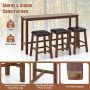 4-Piece Bar Table Set Counter-Height Table and 3 PVC Leather Upholstered Bar Stools - Image 6