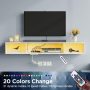 Rolanstar TV Stand with Power Outlet, Floating TV Stand with RGB Lights, 55.1" Wall Mounted TV Shelf, White Media Console - Image 4