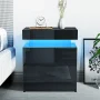 Hommpa 2 Drawer Modern Nightstand with RGB LED Light High Gloss Bedside Tables for Bedroom Black - Image 6