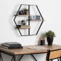 Kate and Laurel Ladd Hexagon Shaped Floating Wood Wall Shelf with Black Metal Frame - Image 6