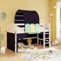 Twin Size Loft Bed Playhouse Bed Frame with Tower Tent and 3 Storage Pockets - Navy - Image 4