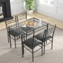 Gymax 5 Piece Dining Set Glass Top Table & 4 Upholstered Chairs Kitchen Room Furniture - Image 4