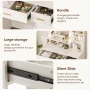 Cottinch Vanity Desk with LED Lighted Mirror and 2 Drawers,1 Cabinet,3 Storage Shelves,3 Color Makeup Dressing Table for Bedroom,White - Image 3