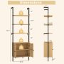 72.5 Inch 6-Tier Wall Mounted Ladder Bookshelf with Rattan Cabinet - Image 4