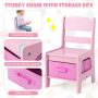 Costway 3 in 1 Wood Activity Table Chair Set w/Storage Box Pink - Image 6