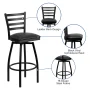 Flash Furniture Hercules Series Commercial Grade Metal Ladder Back Swivel Barstool, Black - Image 3