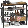 Armocity Shoe Rack for Entryway, 4-Tier Shoe Rack with Shoe Pockets and Hooks, Industrial Free Standing Shoe Racks for Entryway, Hallway, Front Door, Doorway, Living Room, Laundry, Closet, Rustic - Image 5