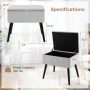 Gray Velvet Storage Ottoman with Solid Wood Legs for Living Room Bedroom - Image 4