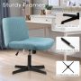 Waleaf Armless Office Desk Chair No Wheels,Fabric Padded Modern Swivel Vanity Chair,Height Adjustable Wide Seat Computer Chair - Image 3