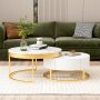 Harper & Bright Designs Round Gold Nesting Coffee Table Set of 2 with Storage Drawers - Image 2
