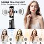 Auto Face Tracking Tripod with 2 Selfie Ring Light, 360° Rotation Face Body - Image 2