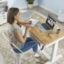 52 in. W x 24 in. D 2-Drawer Adjustable Height White Workbench Table with Solid Wood Top - Image 5