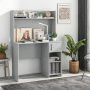 Gray Home Office Desk with Raised Display Shelf and 2 Open Shelves - Image 2