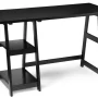 Convenience Concepts Designs2Go 29.25" Tall Trestle Desk with Shelves, Black - Image 1