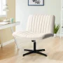 Waleaf Armless Office Desk Chair No Wheels,Fabric Padded Modern Swivel Vanity Chair,Height Adjustable Wide Seat Computer Chair - Image 4