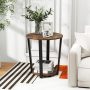 2-Tier Round End Table with Storage Shelf and Metal Frame - Image 2