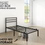 Golden Gate Beds Metal Platform Bed Frame with Headboard, Heavy Duty Steel Slats, No Box Spring Required, Noise-Free, Easy Assembly, Minimalist Design with Under-Bed Storage - Twin size, Black Finish - Image 4