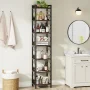 Jannelly 79 in. Rustic Brown 7-Shelf Narrow Bookcase with Metal Frame, Corner Etagere Bookshelf for Home Office - Image 4