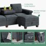 Walsunny Convertible Sectional Sofa L Shaped Couch with Storage Chaise, 4-Seater Reversible Sectional Couch with Cup Holders for Living Room Black - Image 6