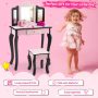 Kid Vanity Set with Tri-Folding Mirror and Leopard Print - Image 4