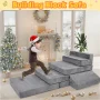 Kids Play Couch,Modular Couch for Toddler and Baby Playroom/Bedroom,Imaginative Convertible Play Couch for Boys Girls.Gift for Kids,Grey - Image 2