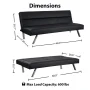 76.6 in Contemporary Faux Leather Armless Futon Sofa Bed with Chrome Legs - Rectangle Folding Design in Black - Image 4