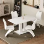 White Leather Upholstered Mermaid-shaped Dining Chairs with Chrome Legs (Set of 2) - Image 6