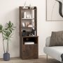 Rustic Brown Bedside Tables Tall Nightstands with 5 Open Shelf and Cabinet - Image 2